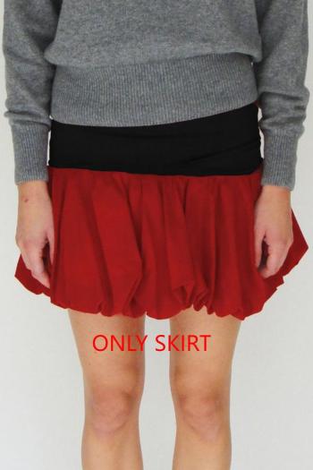 slight stretch stylish contrast color high-waisted casual lantern skirt