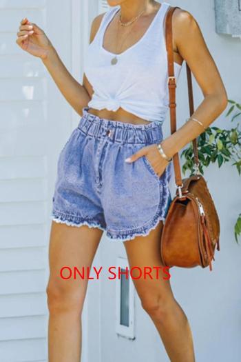 sexy plus size non-stretch denim rough edge high-waist shorts