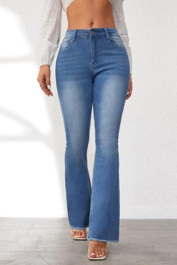 casual plus size slight stretch denim high-waist bootcut jeans