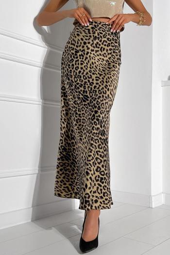 stylish non-stretch zip-up leopard batch printing casual fishtail skirt
