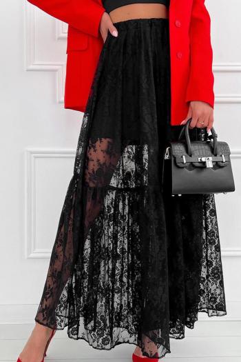 sexy lace see through non-stretch stylish with lined skirt