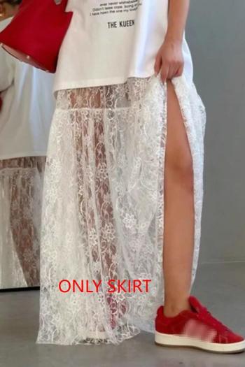 sexy non-stretch lace see through jacquard high waist skirt without lined