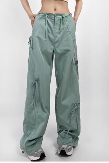 casual non-stretch drawstring straight cargo pants(size run small)