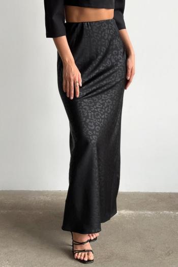 new stylish leopard jacquard zip-up non-stretch all-match casual skirt