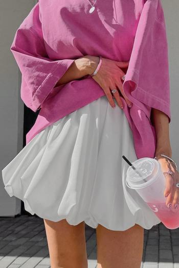 non-stretch pure color zip-up satin high waist all match casual skirt