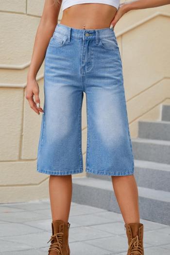 casual plus size non-stretch stylish simple pocket denim shorts