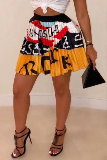stylish plus size non-stretch pleated printed mini skirt#1