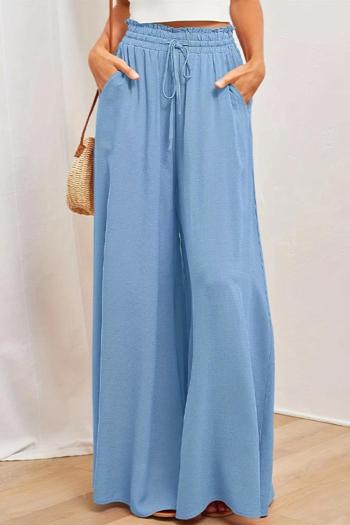 new casual plus-size slight stretch solid color wide-leg loose pants
