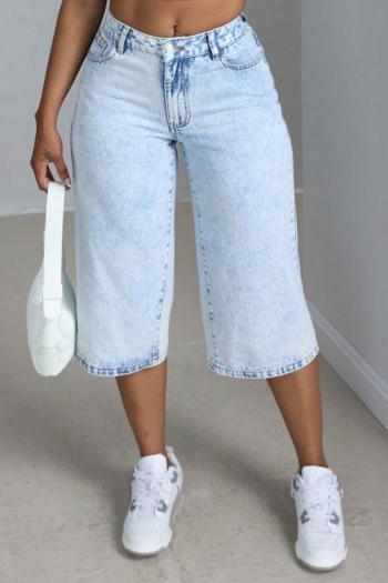 new casual non-stretch patchwork pocket loose denim shorts