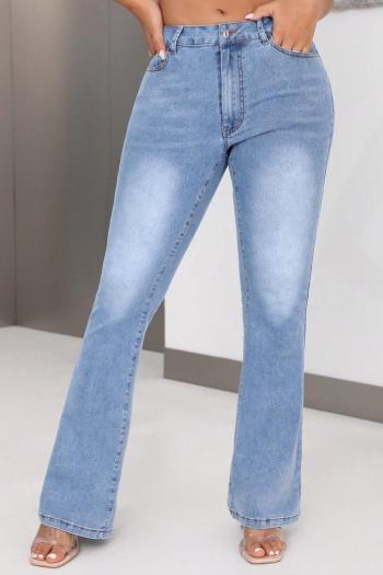 new casual high stretch patchwork denim pocket straight-leg pants