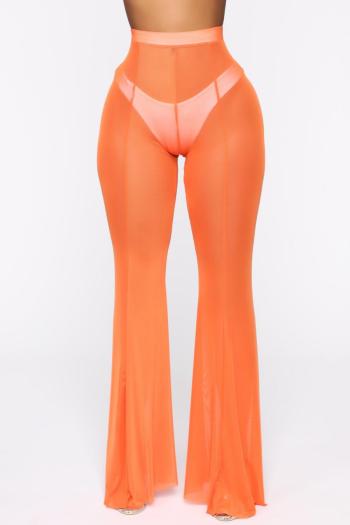 sexy plus size slight stretch see-through mesh high-waist pants