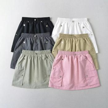 stylish non-stretch 6 colors pocket with lined cargo mini skirt(size run small)