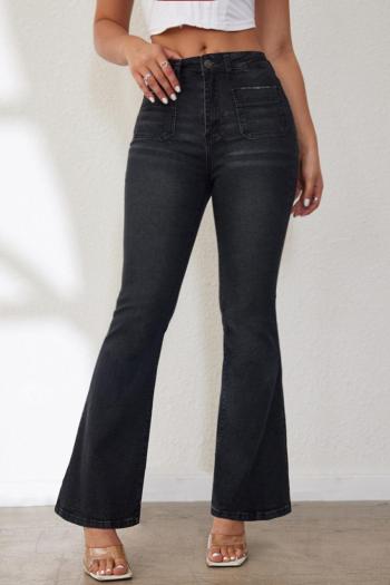casual plus size slight stretch denim high-waist flared jeans