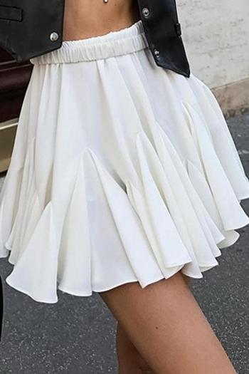 stylish non-stretch chiffon with lined all-match pleated mini skirt