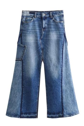 casual non-stretch washed denim high-waist loose jeans