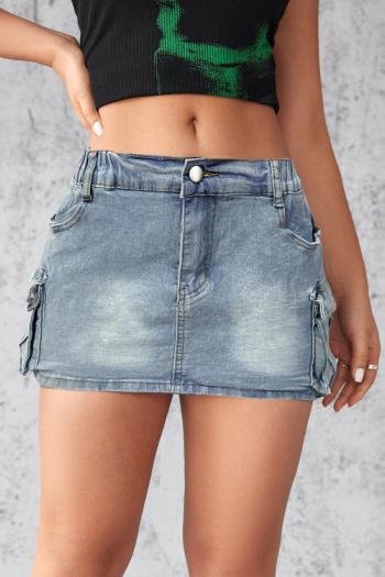 sexy slight stretch denim high-waist mini skirt