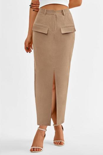 xs-xl stylish office lady slight stretch 5 colors slit midi skirt