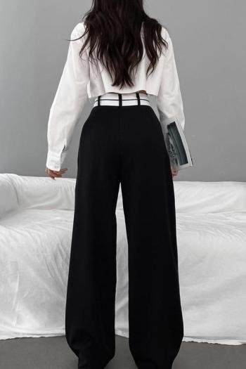 Casual non-stretch contrast color high-waist pants