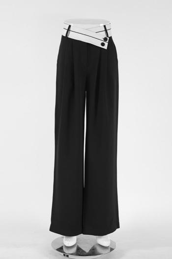 Casual non-stretch contrast color high-waist pants