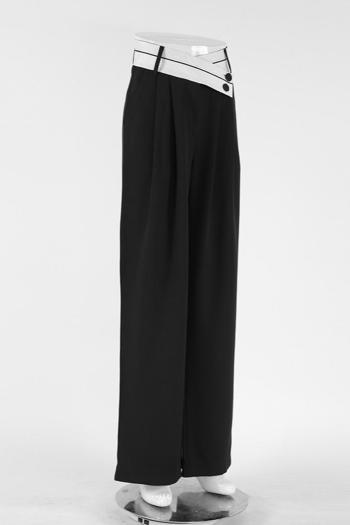 Casual non-stretch contrast color high-waist pants