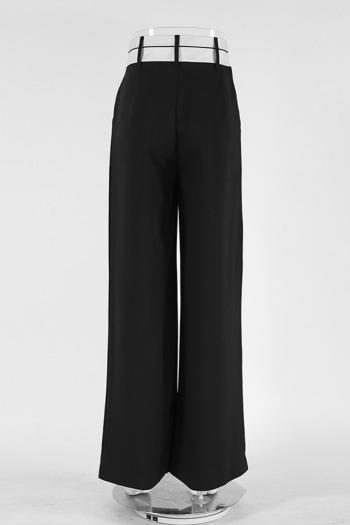 Casual non-stretch contrast color high-waist pants