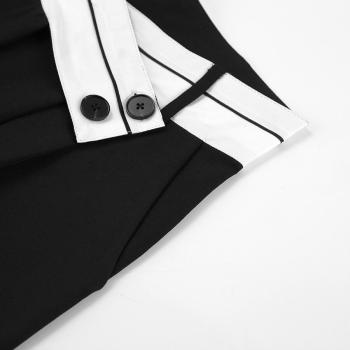 Casual non-stretch contrast color high-waist pants