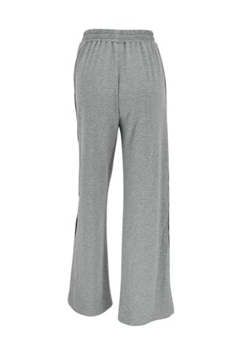 Casual slight stretch stripe printing high-waist pants