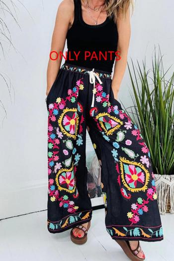 casual plus size non-stretch imitation denim fixed printing high-waist pants