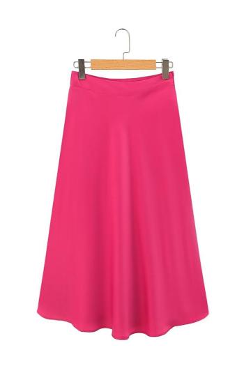casual non-stretch satin 11 colors solid color high-waist midi dress