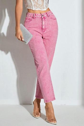 new personality non-stretch patchwork denim pocket high-waist straight pants