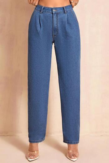 xs-xl non-stretch casual patchwork denim solid color high-waist pants