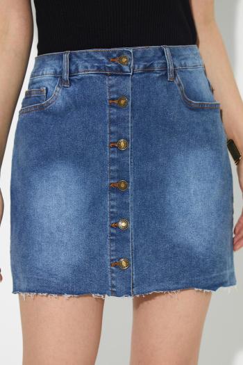 new personality non-stretch patchwork pocket denim mini skirts