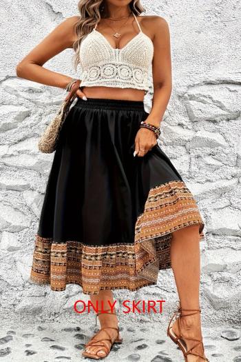new non-stretch patchwork geometry batch printing high-waist midi skirts