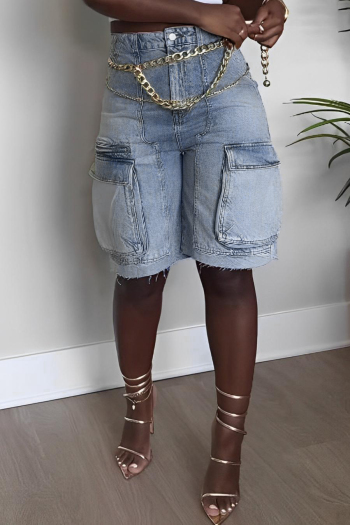 casual plus size slight stretch washed denim pocket high-waist jeans
