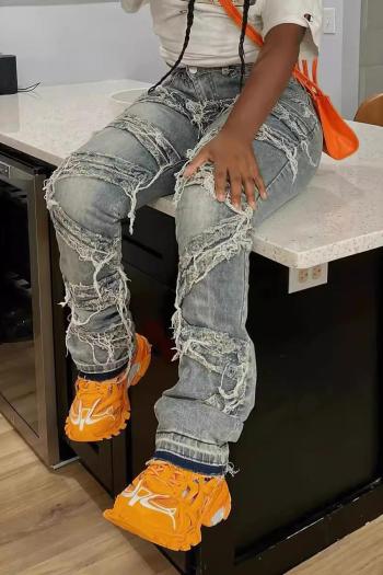 stylish plus size slight stretch shabby straight jeans