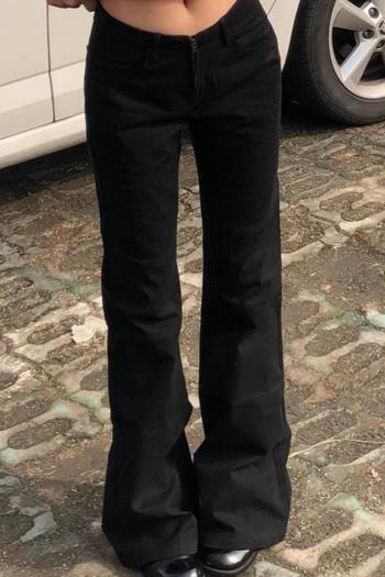 new slight stretch patchwork denim solid color pocket  bootcut pants