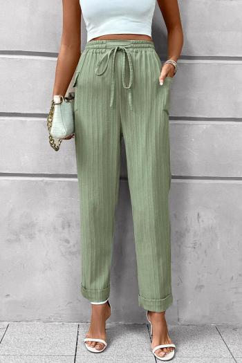 new non-stretch solid color polyester patchwork pocket lace-up straight pants