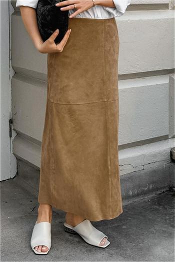 new non-stretch patchwork solid color knit high-waist maxi skirts