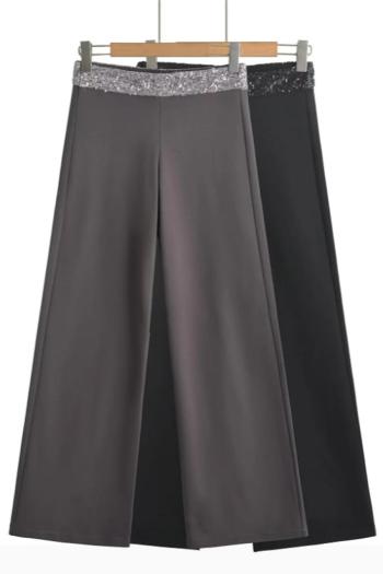 casual slight stretch sequin decor high-waist pants(size run small)