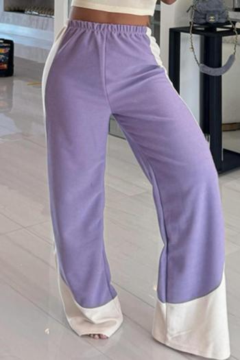casual slight stretch color-block loose all-match pants