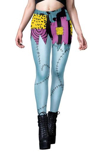 new halloween slight stretch contrast color cosplay geometric fixed printing costumes