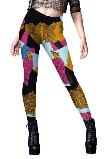 new halloween slight stretch geometric contrast color fixed printing costumes #a#