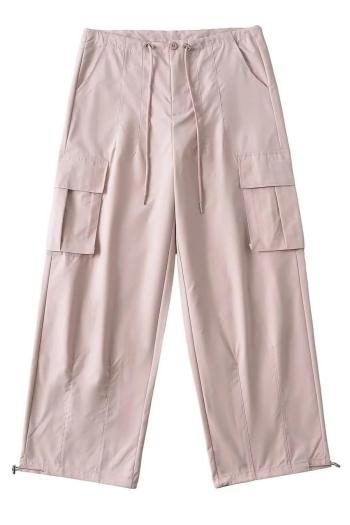 casual slight stretch five colors drawstring cargo pants(size run small)
