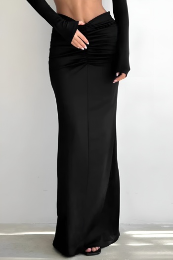 new slight stretch black patchwork high-waist maxi mermaid skirts