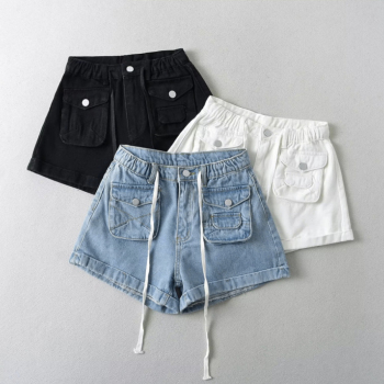 casual non-stretch drawstring pocket cargo shorts(size run small)