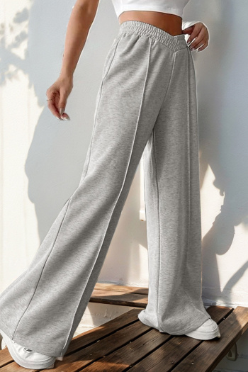 casual non-stretch 3-color patchwork high-waist wide-leg pants