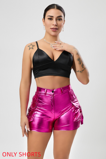 casual slight stretch laser holographic all-match cargo shorts(only shorts)