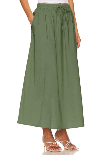 new slight stretch patchwork 5-color pocket high-waist slit maxi skirts