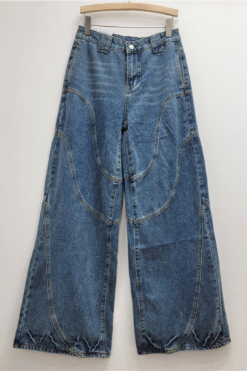casual retro non-stretch high waist wide-leg all-match jeans(size run small)