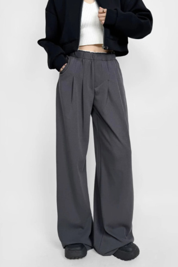 casual non-stretch contrast color loose pants(size run small)